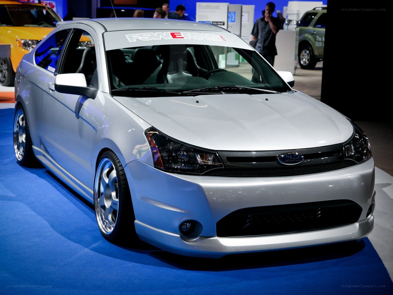 Silver Ford Focus at auto show