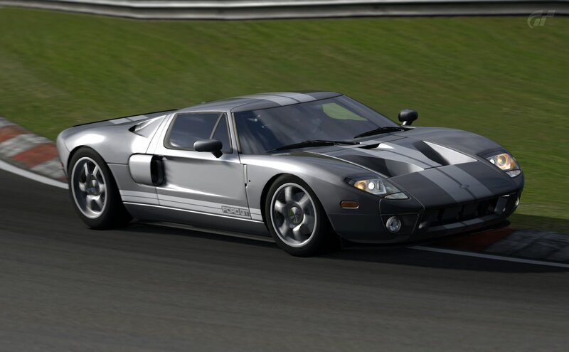 silver ford gt on racetrack