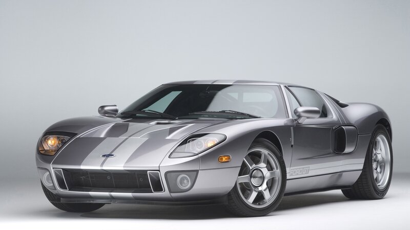 Silver Ford GT sports car