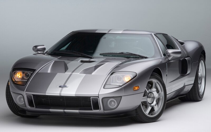 Silver Ford GT sports car