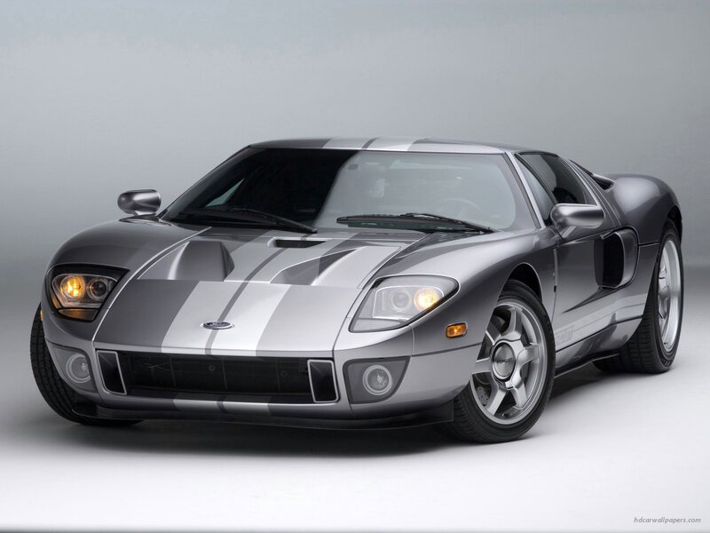 silver ford gt sports car