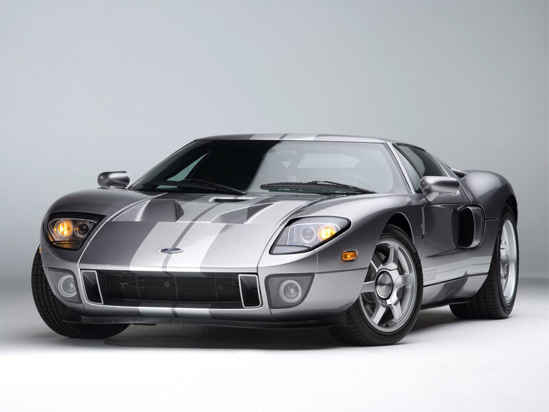 silver ford gt sports car