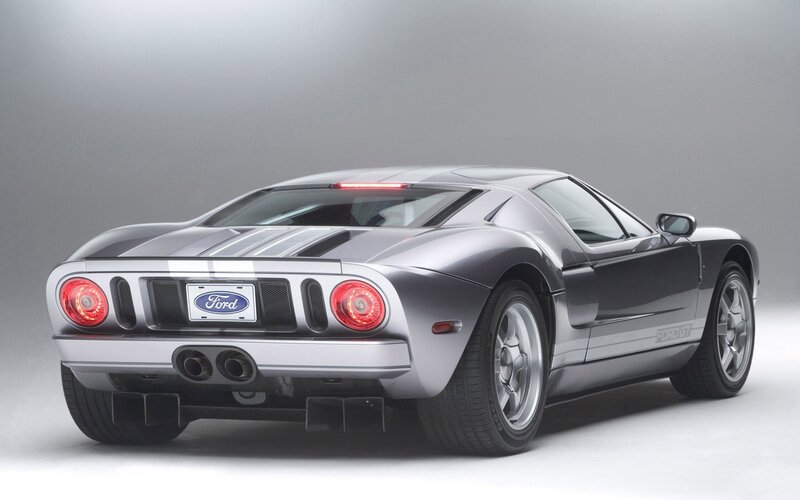 silver ford gt sports car