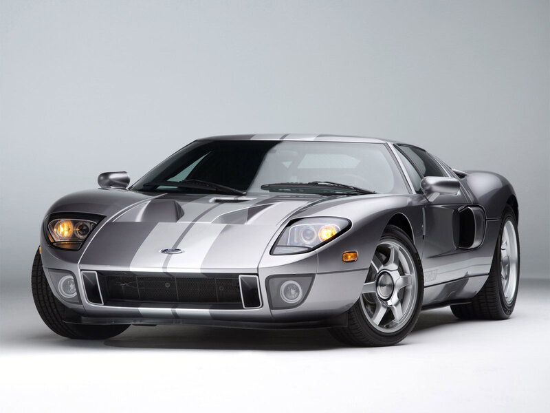 Silver Ford GT sports car