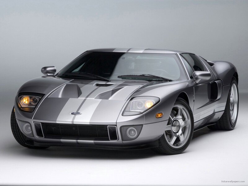 Silver Ford Gt Sports Car — Gray, Neutral, Photograph, Stripes