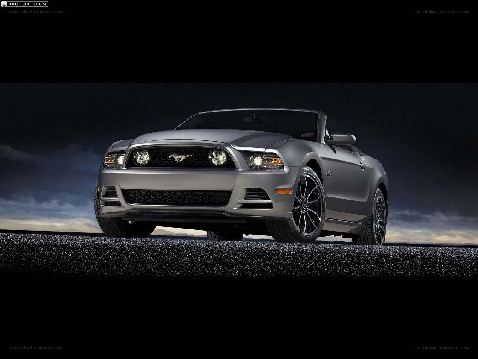 Silver Ford Mustang convertible