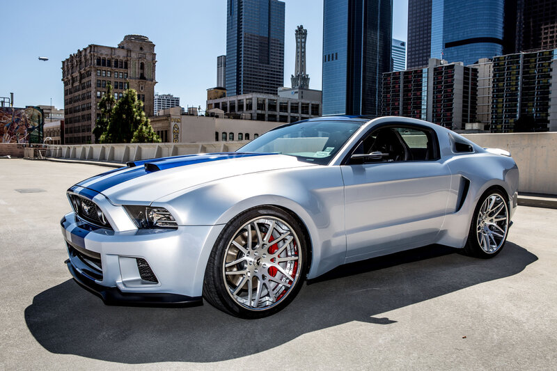 Silver Ford Mustang — Dramatic, Afternoon, Photograph, City Skyline