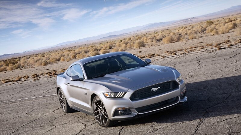 Silver Ford Mustang — Dramatic, Afternoon, Photograph, Desert