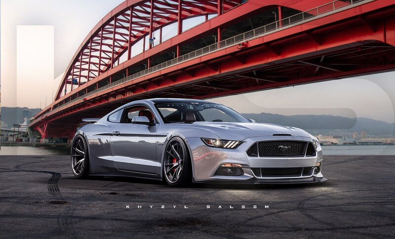 Silver Ford Mustang — Dramatic, Sunset, Digital Art