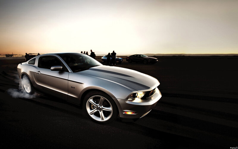 Silver Ford Mustang — Dramatic, Sunset