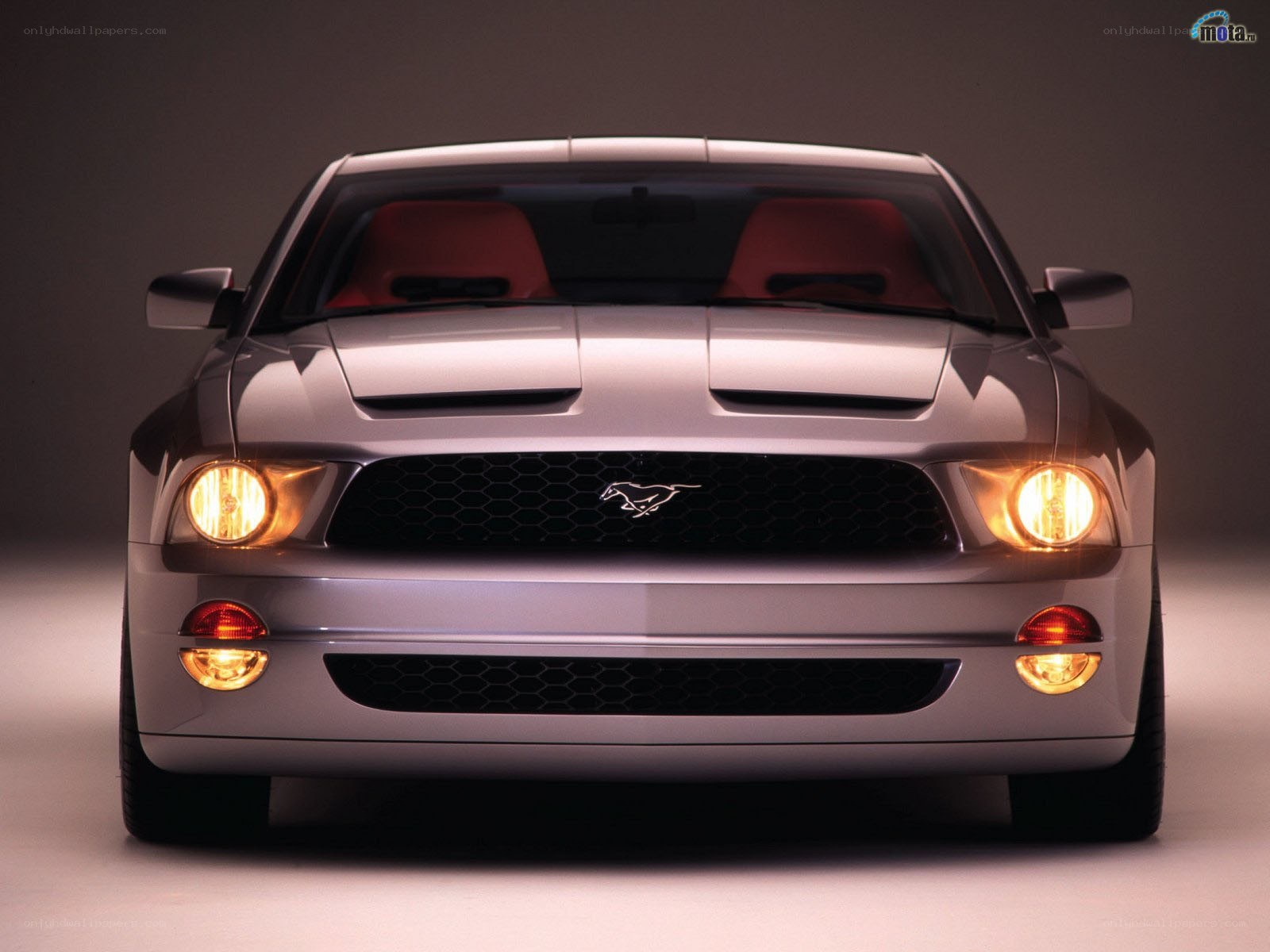 Silver Ford Mustang front view