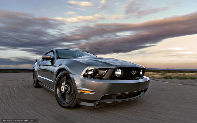Silver Ford Mustang — Gray, Dramatic, Sunset, Photograph, Car