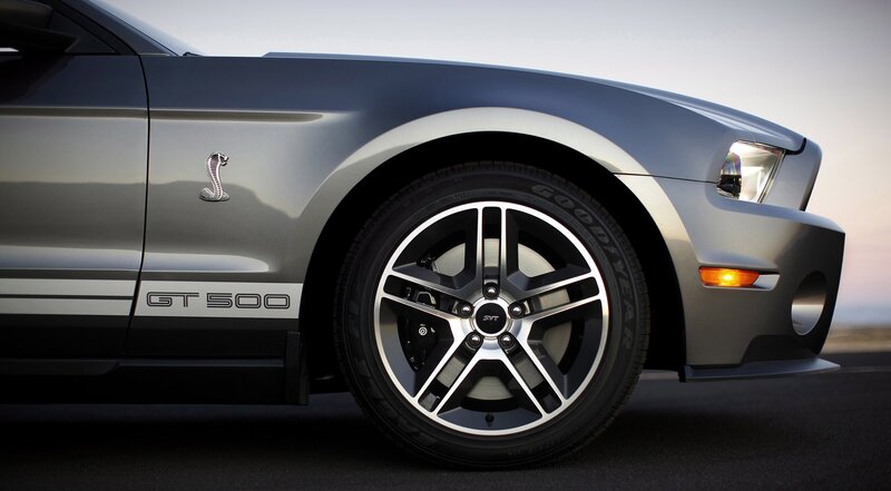 Silver Ford Mustang — Gray, Dramatic, Sunset, Photograph, Car Wheel, Side Stripe