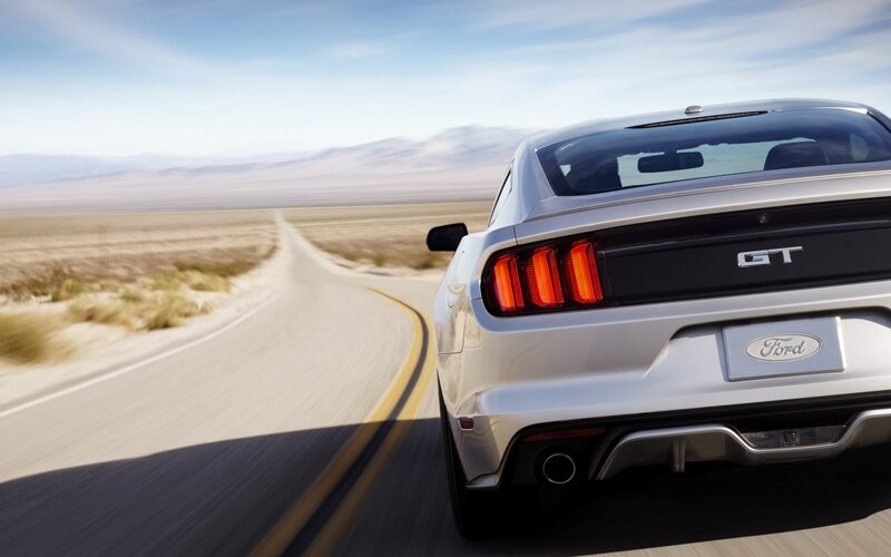 Silver Ford Mustang GT — White