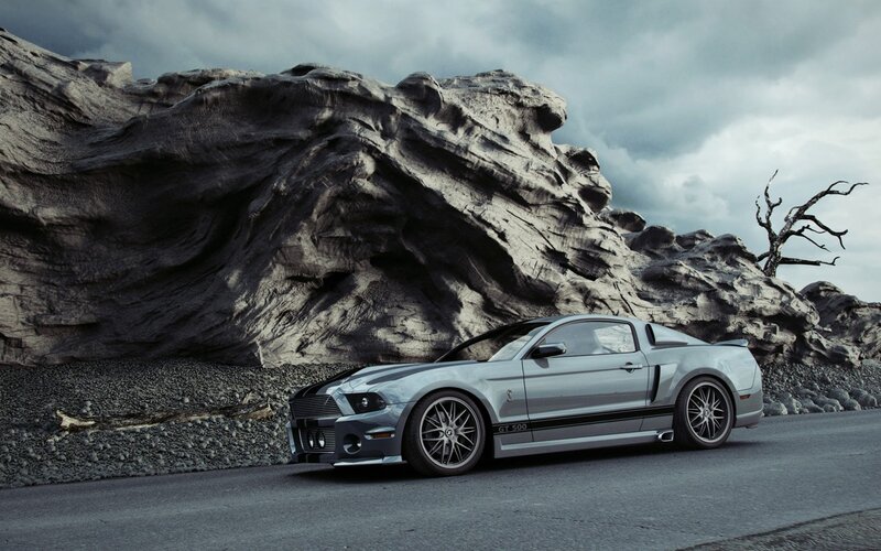 Silver Ford Mustang GT500