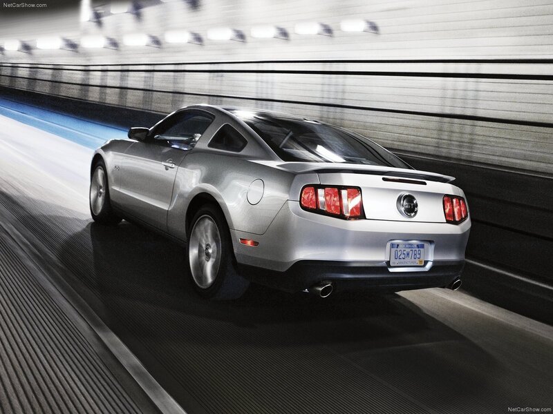 Silver Ford Mustang in tunnel