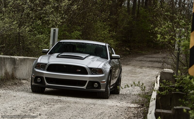 Silver Ford Mustang on a dirt road