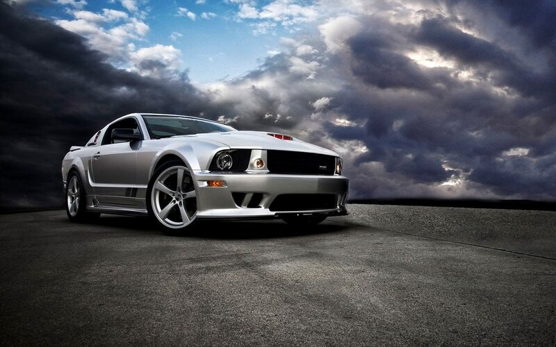 Silver Ford Mustang on road