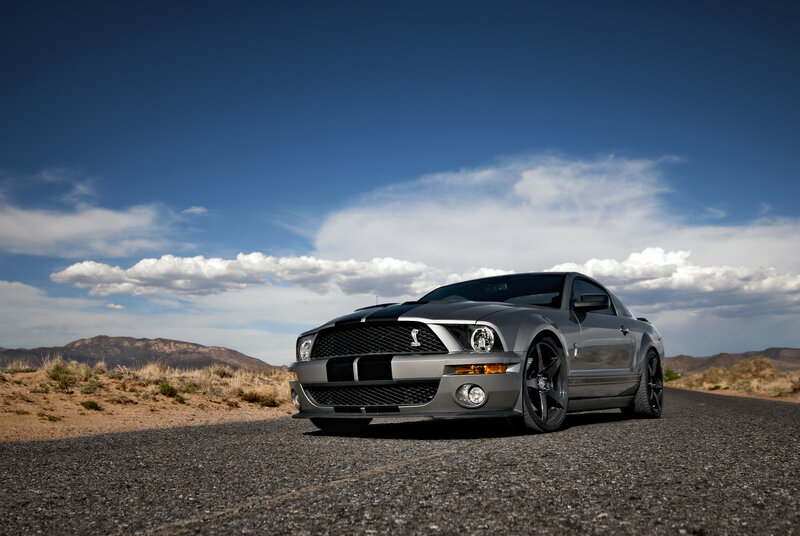 Silver Ford Mustang Shelby — Gray