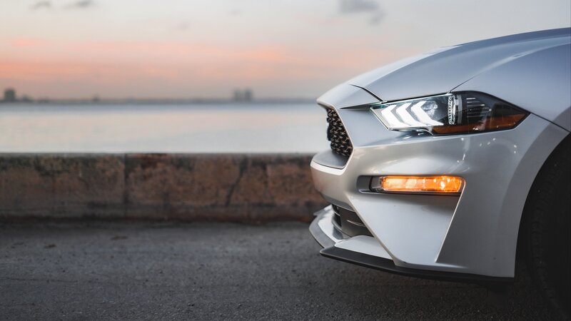 Silver Ford Mustang — White, Serene
