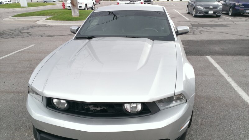 Silver Ford Mustang — White