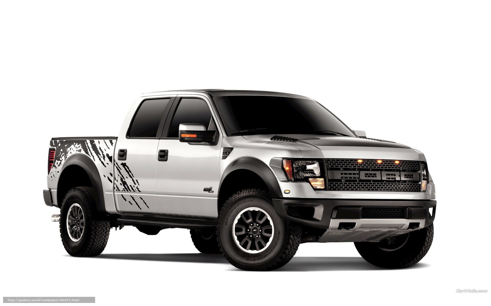 silver ford raptor pickup truck