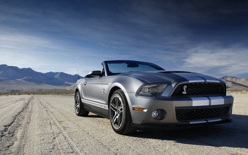 Silver Ford Shelby GT500 convertible