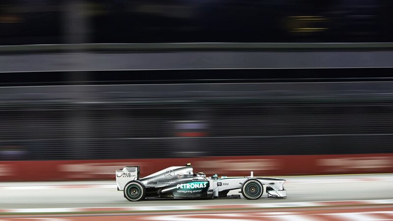Silver Formula One Car — Dynamic, Night