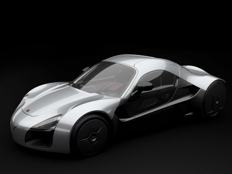 silver futuristic sports car
