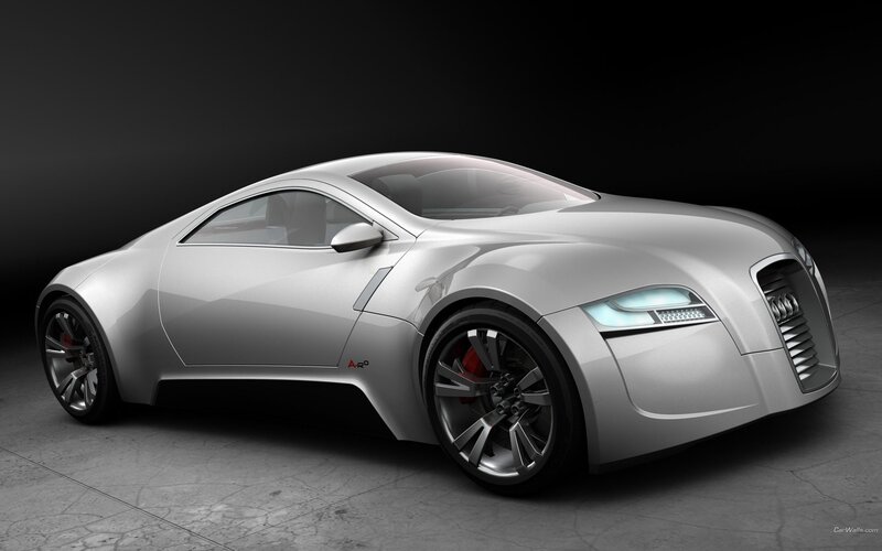 silver futuristic sports car