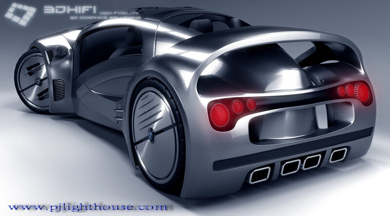 Silver Futuristic Sports Car — 3d Render
