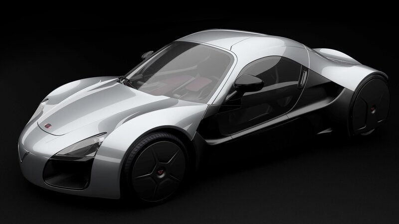 silver futuristic sports car