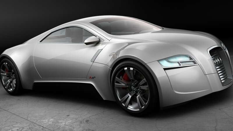 silver futuristic sports car
