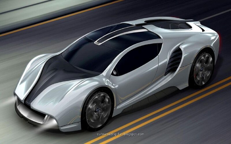 Silver Futuristic Sports Car — Dynamic