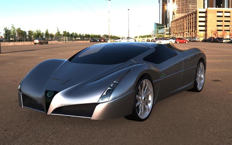 Silver Futuristic Sports Car — Gray
