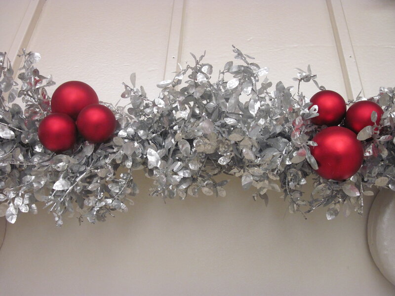 Silver Garland with Red Ornaments