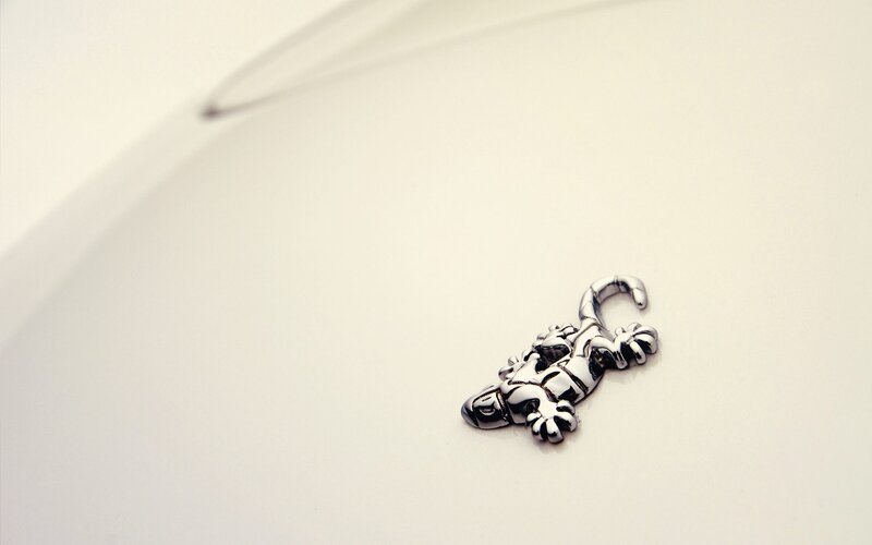 Silver Gecko Charm