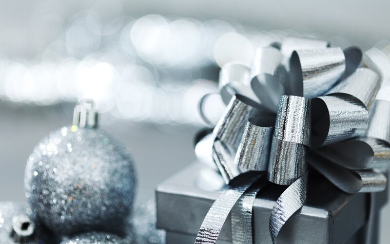 silver gift and ornament