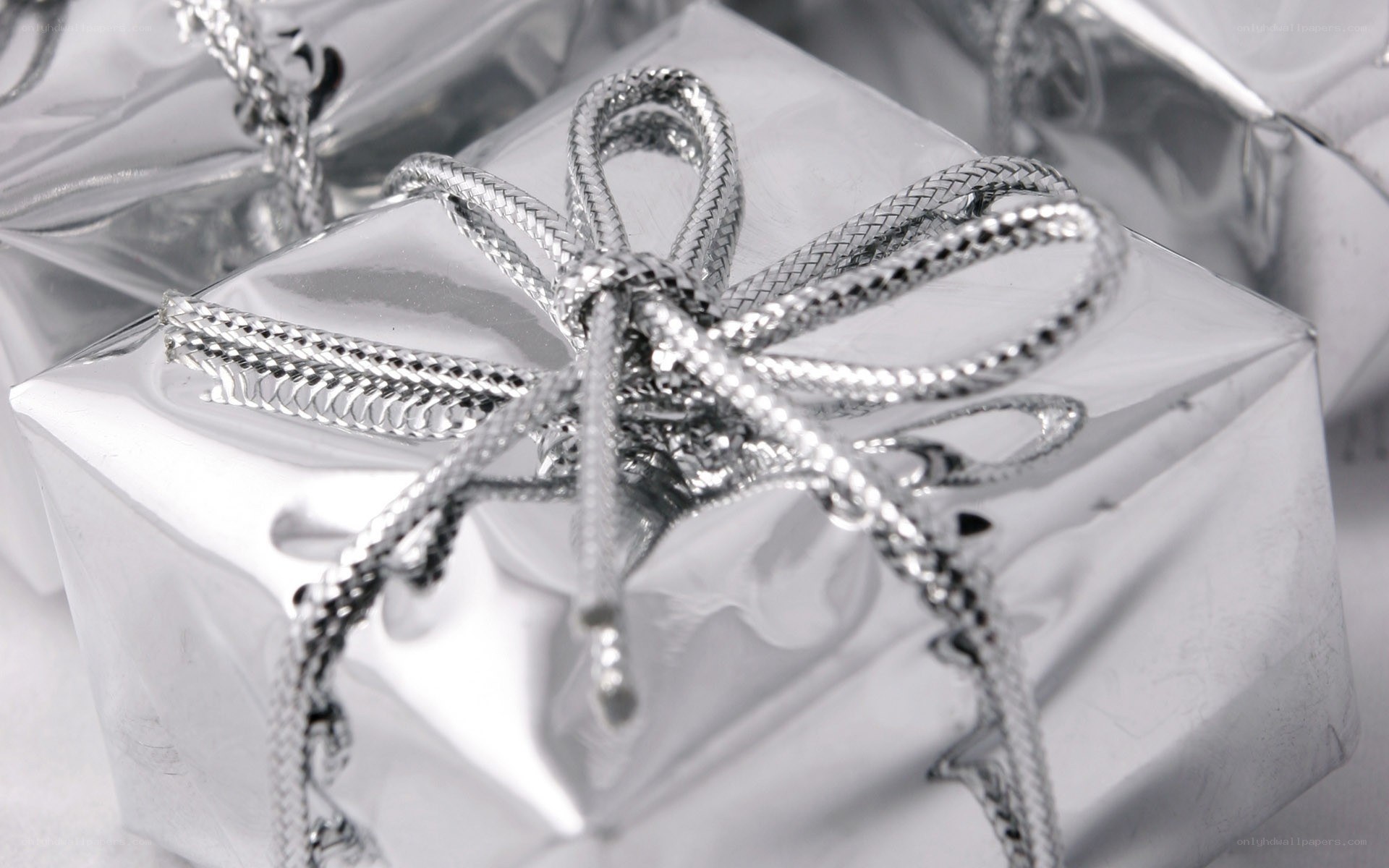 silver gift box with bow