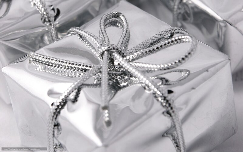 silver gift box with bow