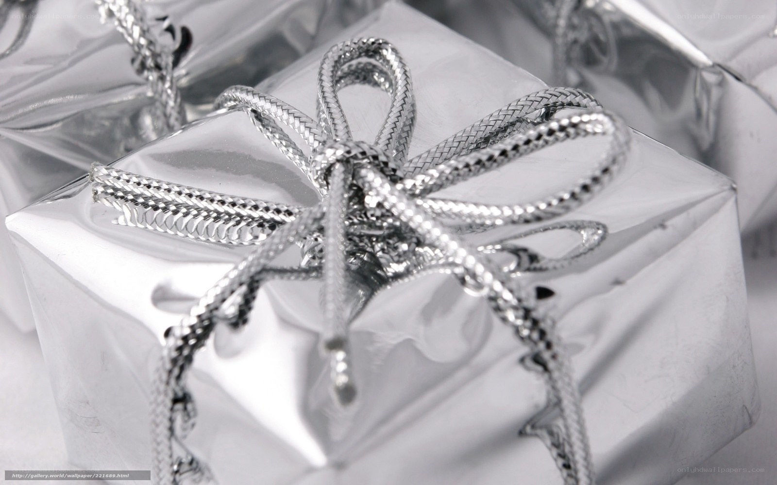 silver gift box with bow