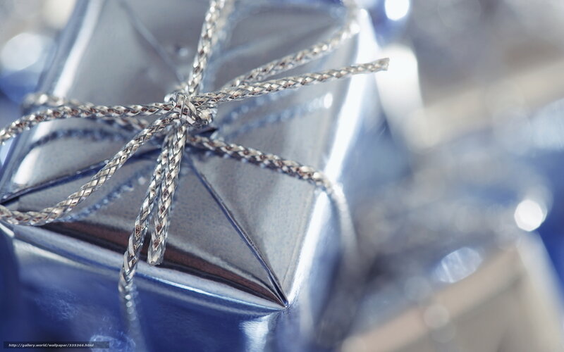 Silver gift box with ribbon