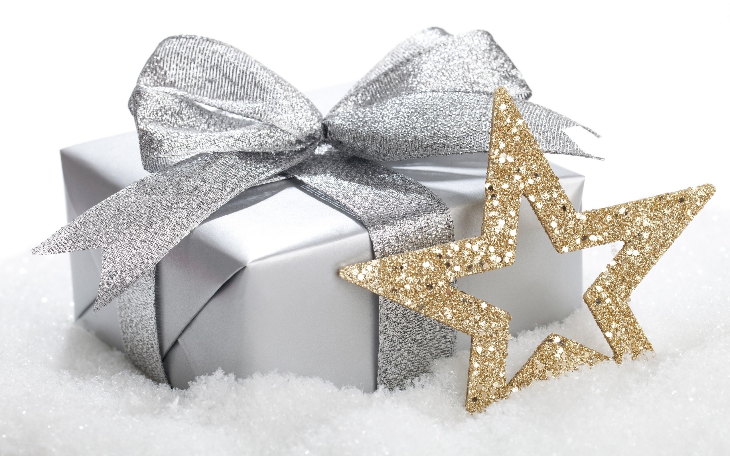 silver gift with star decoration