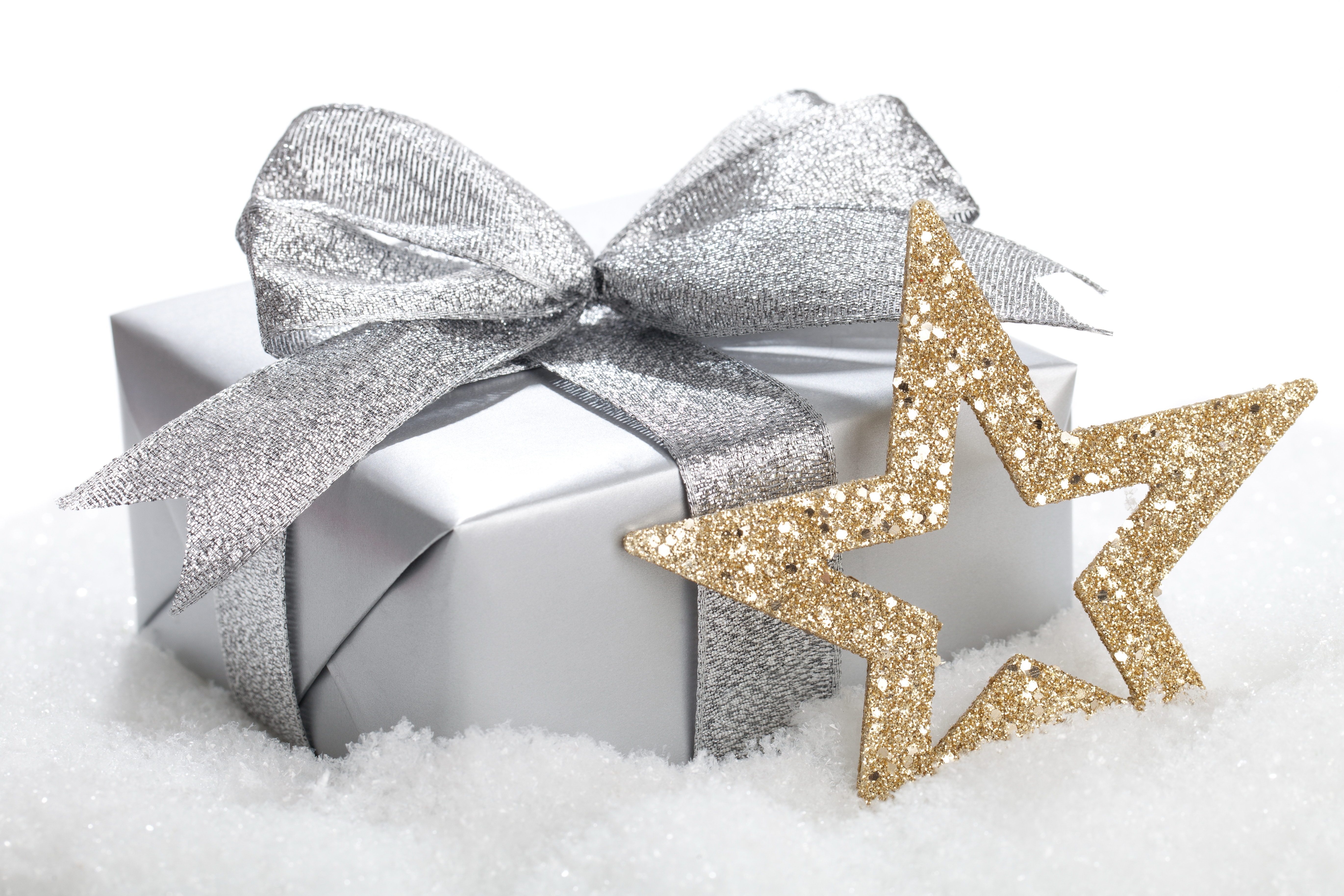 silver gift with star decoration