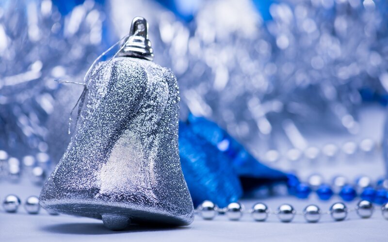 Silver Glitter Bell Ornament