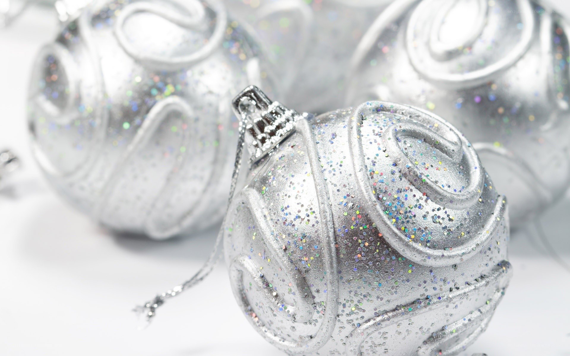 silver glitter Christmas ornaments