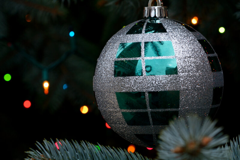 Silver Glitter Ornament — Festive, Night
