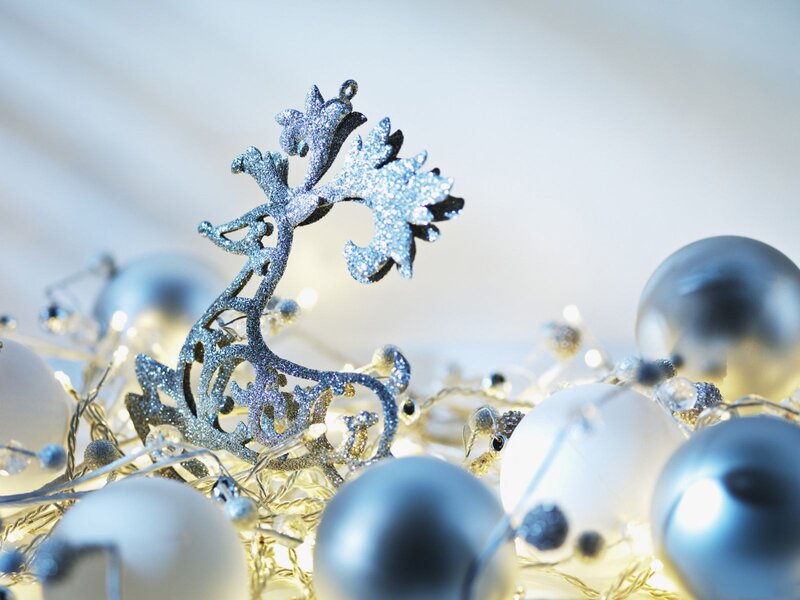 silver glitter ornament with lights