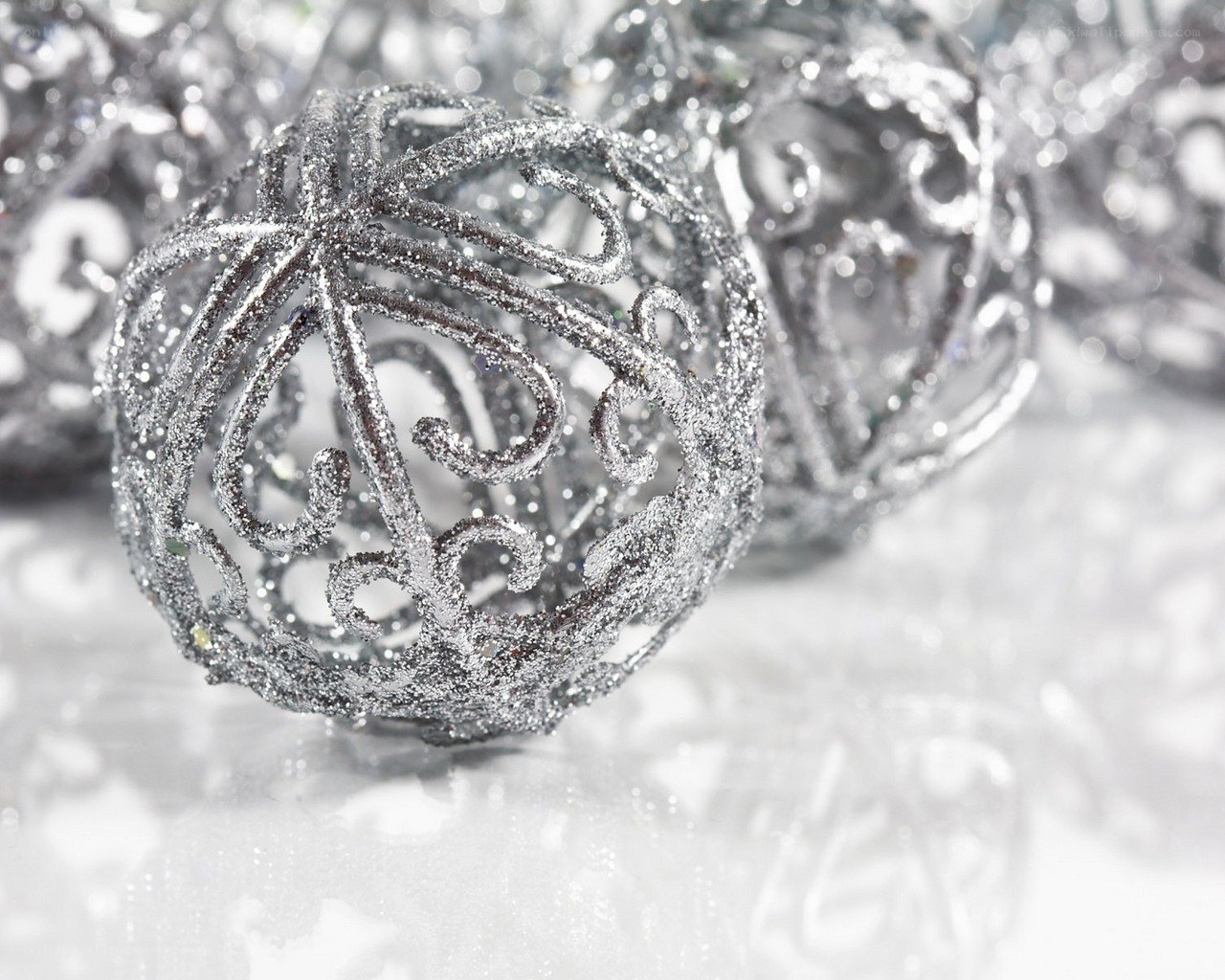 silver glitter ornaments