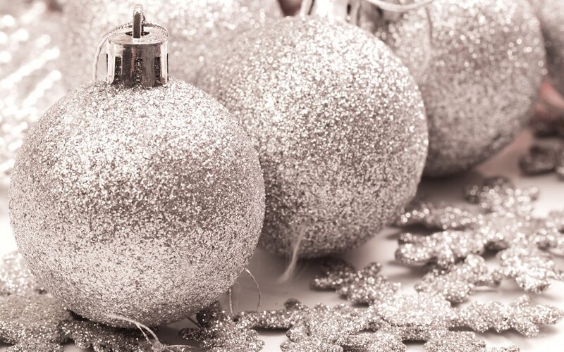 silver glitter ornaments